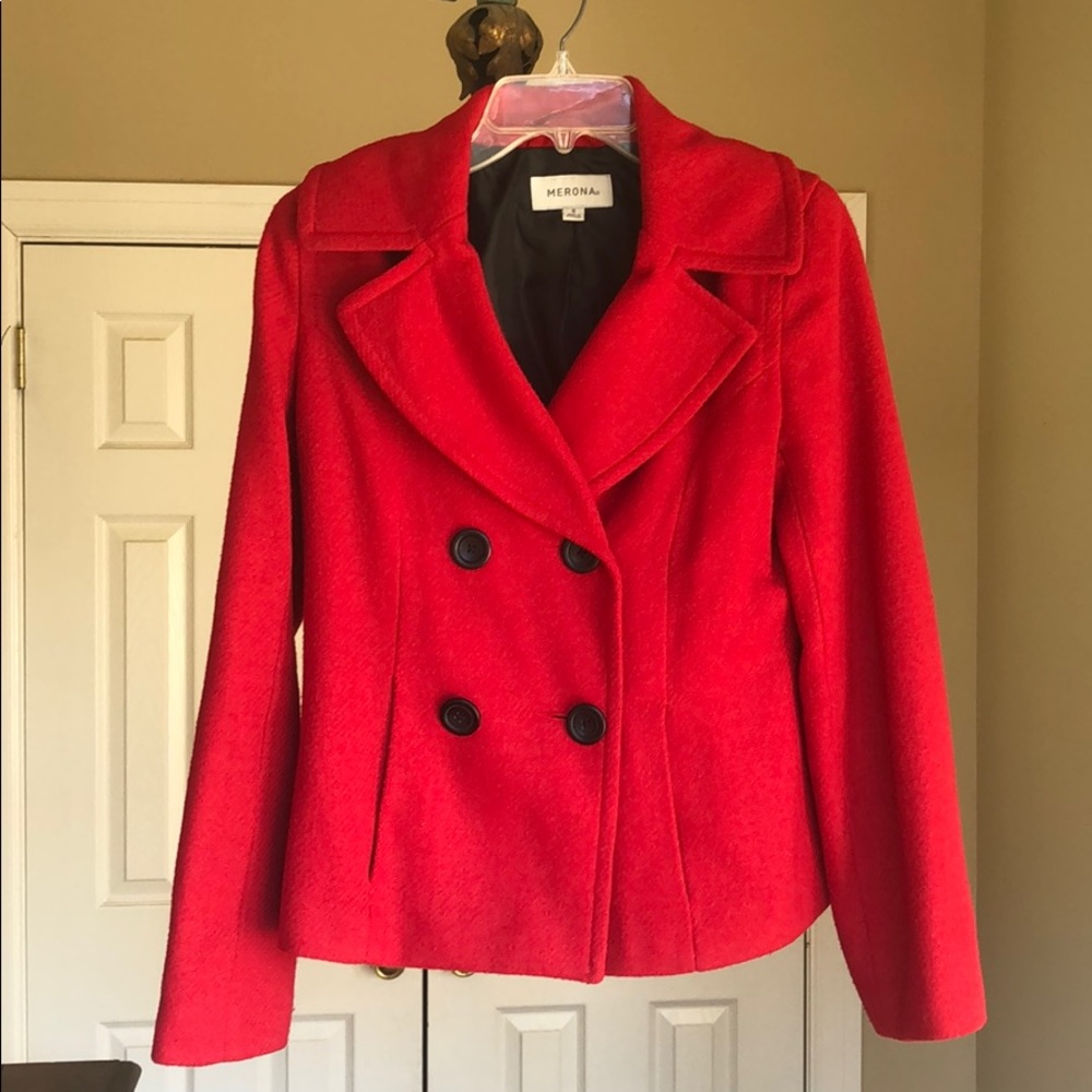 Merona red pea coat